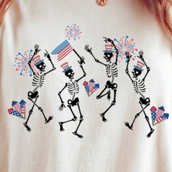 4th of July Skellies Dancing Skeleton Shirt - Picture 2 of 3